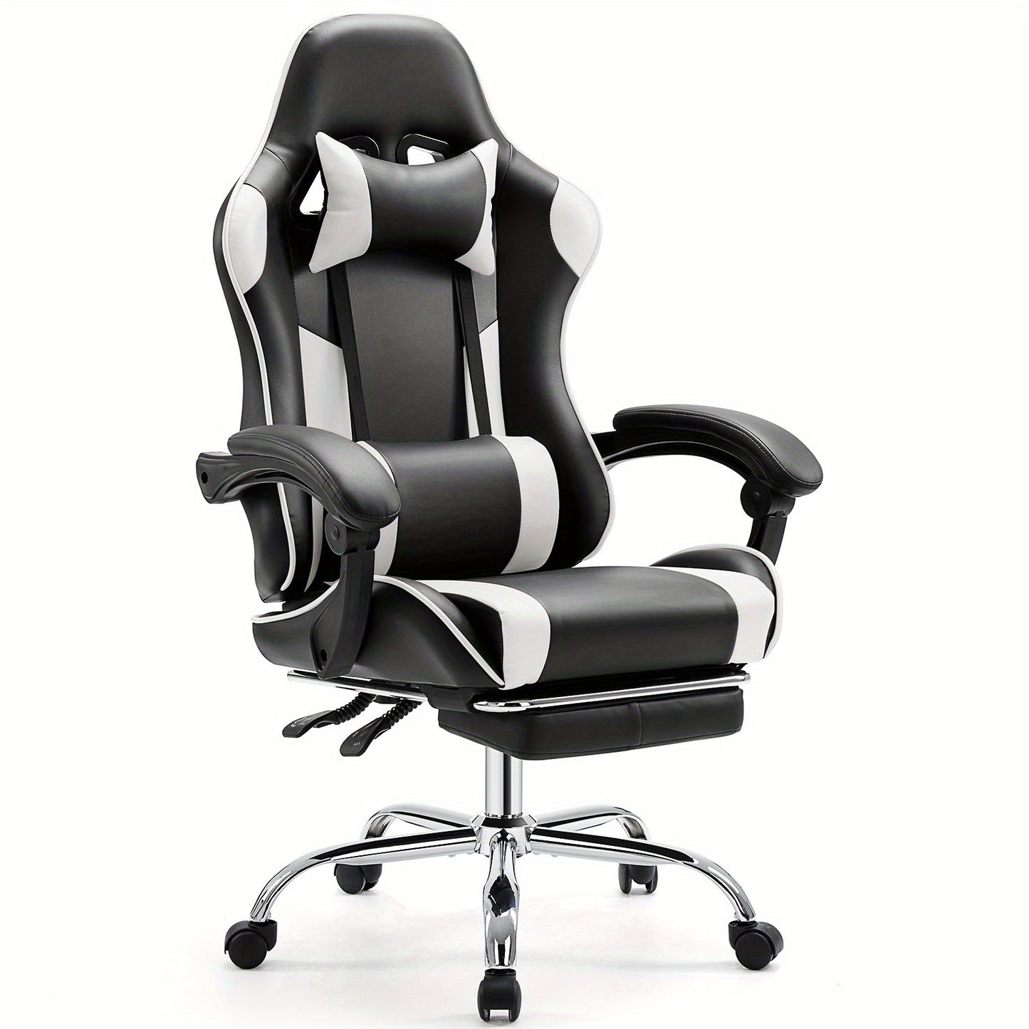 Ergonomic High-Back Computer Gaming Chair for Adults with Flip-Up Armrests and Wheeled Video Gamchair Office Seat