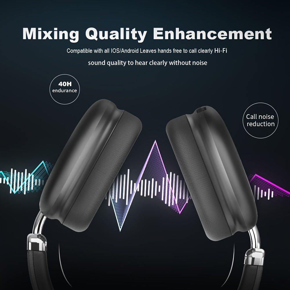 Lightweight HIFI Stereo Wireless Headsets with Microphones for Office Gaming and Home Use Immersive Audio Experience