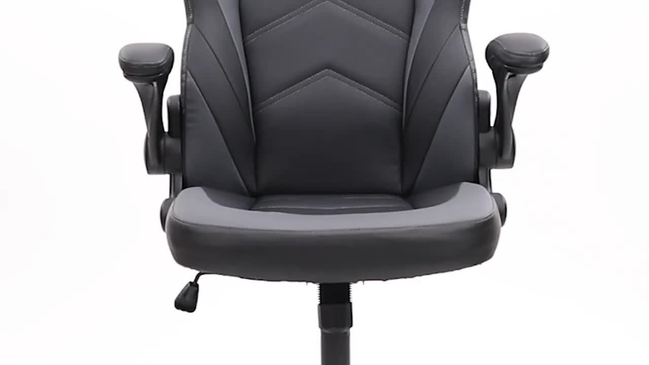 Ergonomic High-Back Computer Gaming Chair for Adults with Flip-Up Armrests and Wheeled Video Gamchair Office Seat